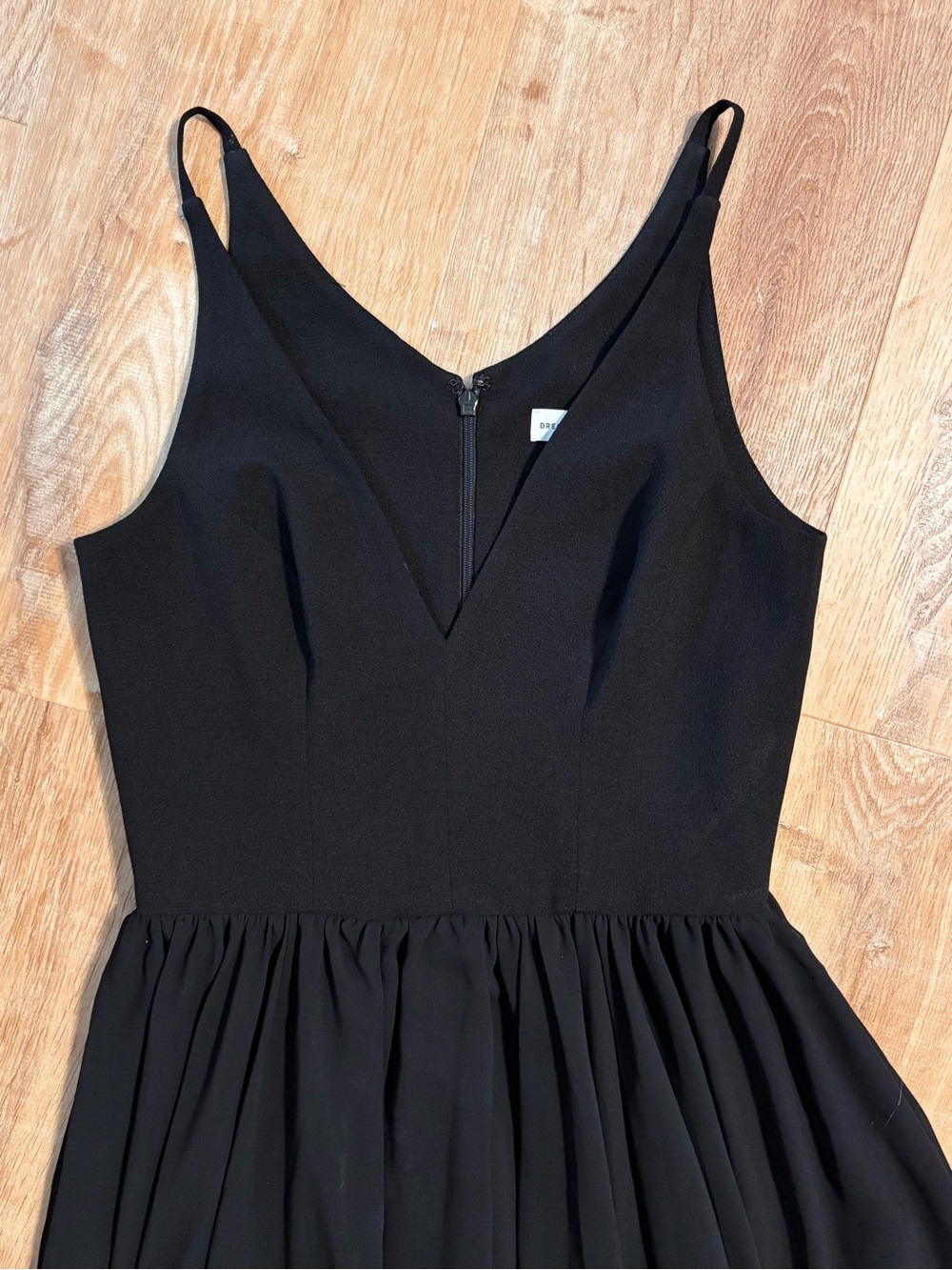 Dress the Population Alicia Dress Black Chiffon Midi Twirl V-Neck Size S - Picture 11 of 15
